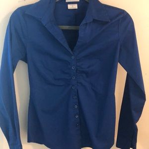 Navy blue button up blouse